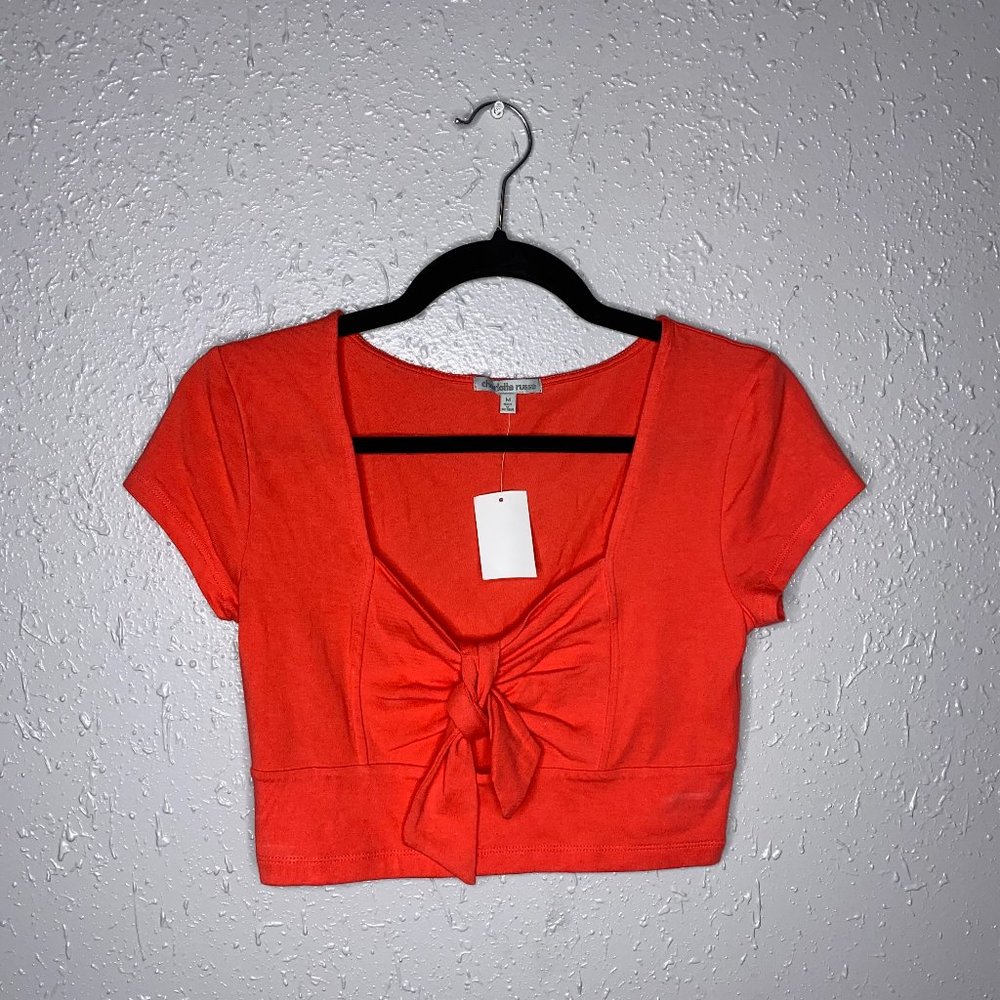 Coral Tie Bow Summer Crop Top